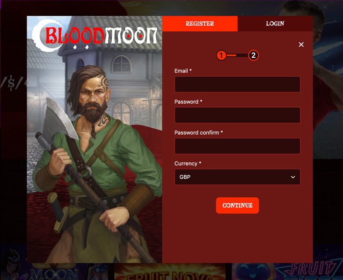 bloodmoon casino screenshot on how to register